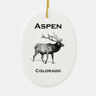 Aspen Colorado Elk Keramik Ornament