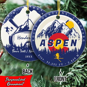 Aspen Colorado Flag Skigebiet Sonnenuntergang Souv Keramik Ornament
