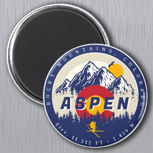 Aspen Colorado Flag Skigebiet Sonnenuntergang Souv Magnet