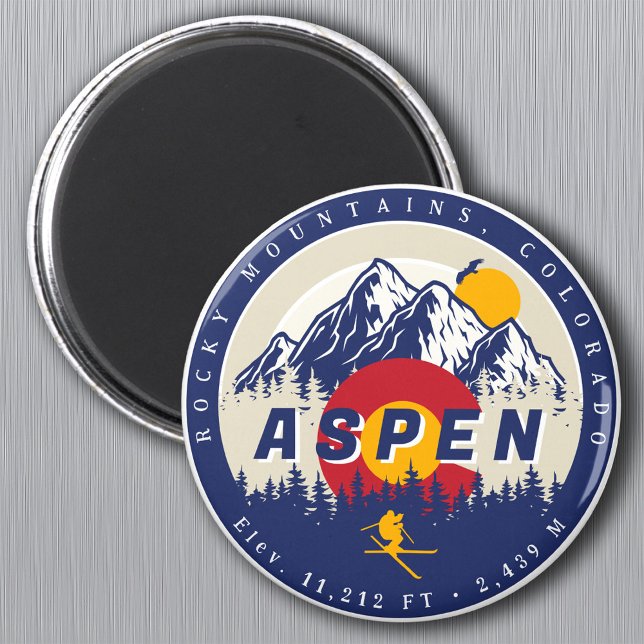 Aspen Colorado Flag Skigebiet Sonnenuntergang Souv Magnet (Von Creator hochgeladen)