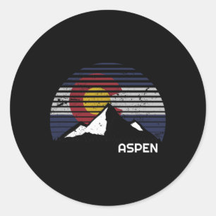 Aspen Colorado Flagge - Co Bluebird Day Mountain  Runder Aufkleber