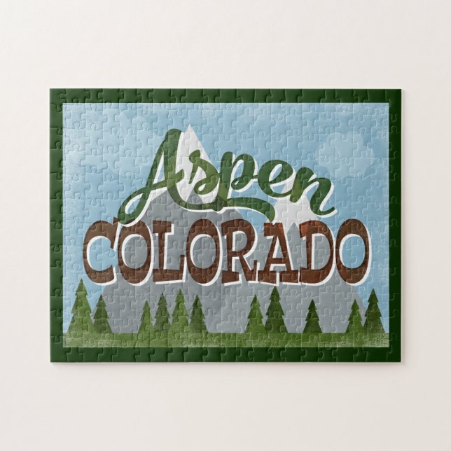 Aspen Colorado Fun Retro Snowy Mountains Puzzle (Horizontal)