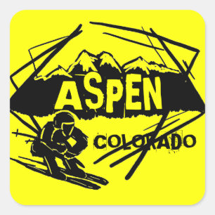 Aspen Colorado Gelbe Bergsticker Quadratischer Aufkleber
