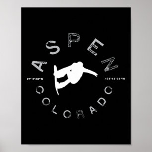 Aspen Colorado Grafik Vintage Snowboard Poster