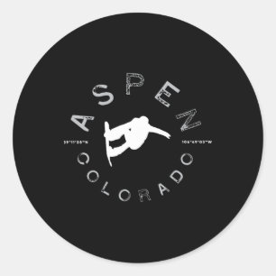 Aspen Colorado Graphic Vintag Snowboard Runder Aufkleber
