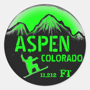 Aspen Colorado Green Snowboard Art Aufkleber
