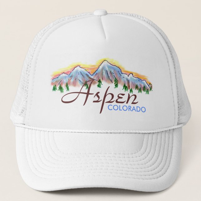 Aspen Colorado Kunstmaus Truckerkappe (Vorderseite)