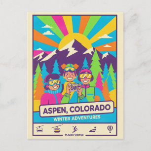 Aspen, Colorado – Retro 1990er Reise-Stil Postkarte