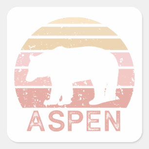 Aspen Colorado Retro Bär Quadratischer Aufkleber