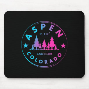 Aspen Colorado - Retro Big Mountain Forest Mousepad
