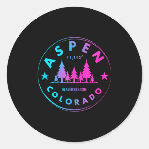 Aspen Colorado - Retro Großer Bergwald  Runder Aufkleber
