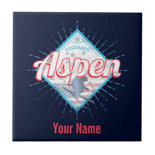 Aspen Colorado Retro Skier Vintag USA Ski Fliese