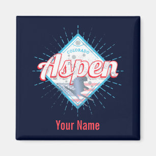 Aspen Colorado Retro Skier Vintag USA Ski Magnet