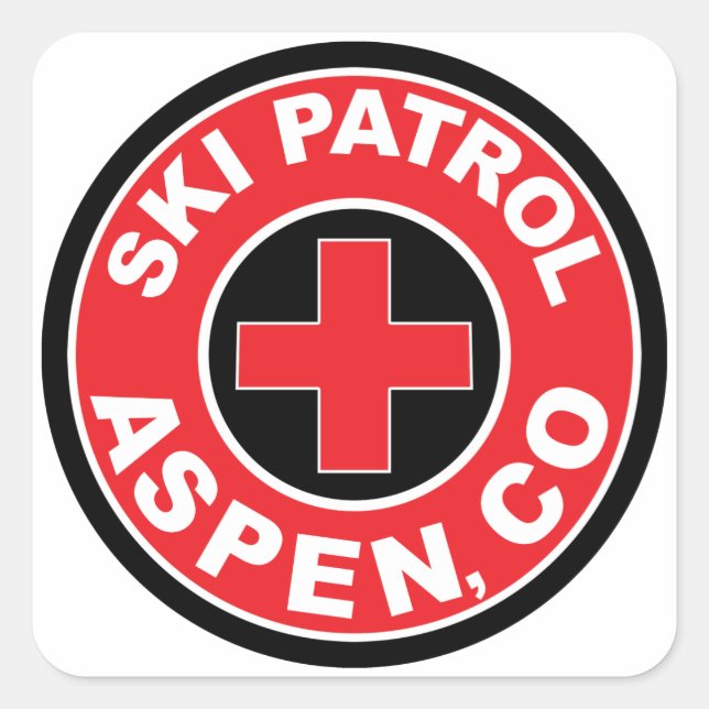 ASPEN COLORADO SKI PATROL BERGE SKILOLOGO QUADRATISCHER AUFKLEBER (Vorderseite)