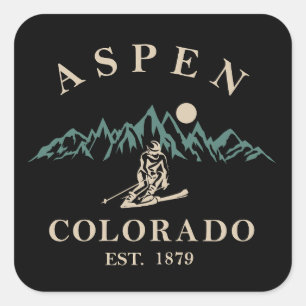 Aspen Colorado ski Quadratischer Aufkleber