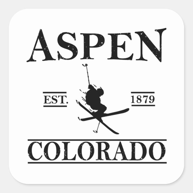 Aspen Colorado ski Quadratischer Aufkleber (Vorderseite)