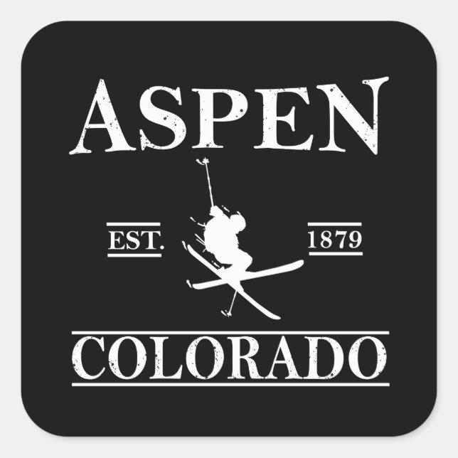 Aspen Colorado ski Quadratischer Aufkleber (Vorderseite)