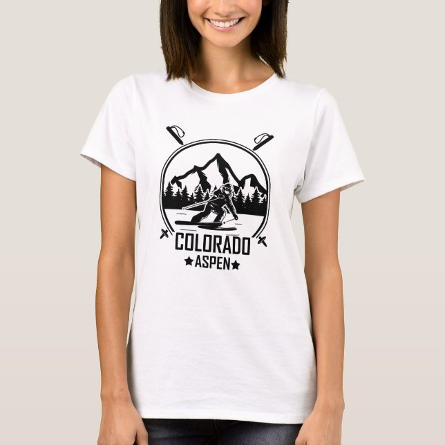 Aspen Colorado Ski T-Shirt (Vorderseite)
