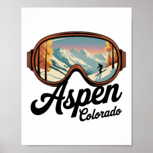 Aspen Colorado Skibrille - Retro Skifahren Souveni Poster