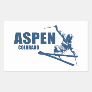 Aspen Colorado Skier Rechteckiger Aufkleber