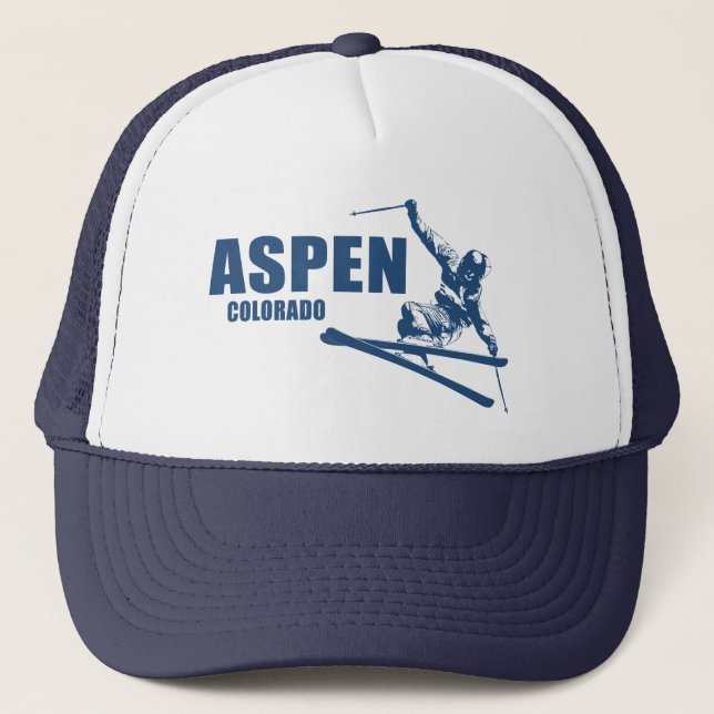 Aspen Colorado Skier Truckerkappe (Vorderseite)