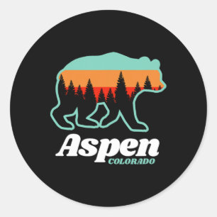Aspen Colorado Skifahren Snowboarden Bären Runder Aufkleber