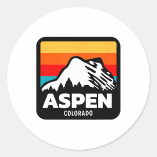 Aspen Colorado Skifahren Snowboarden Familienausfl Runder Aufkleber