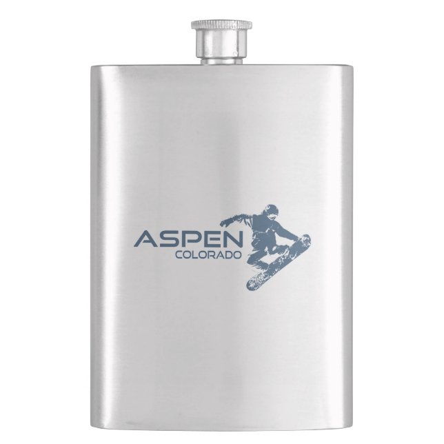 Aspen Colorado Snowboarder Flachmann (Vorderseite)