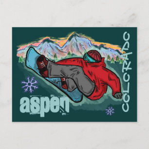 Aspen Colorado Snowboarder-gepackte Postkarte