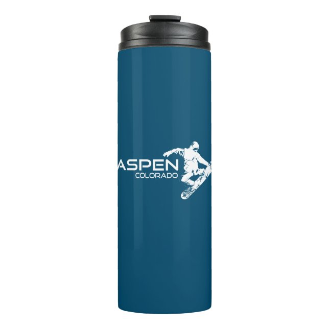 Aspen Colorado Snowboarder Thermosbecher (Vorderseite)