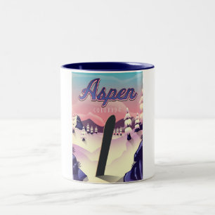 Aspen Colorado Snowboarding Poster Zweifarbige Tasse