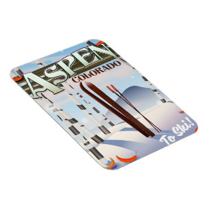 Aspen Colorado Vintage Art Ski Poster. Magnet