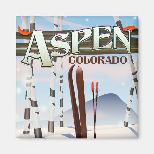 Aspen Colorado Vintage Art Ski Poster. Magnet