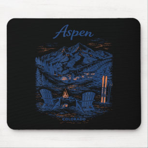 Aspen Colorado Vintage Reise Szenerie Illustration Mousepad