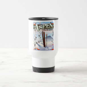 Aspen Colorado Vintage-Skiplakat. Reisebecher