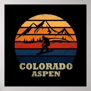 Aspen Colorado Vintager Snowboarder Poster
