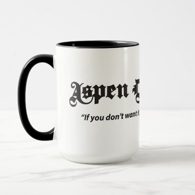 Aspen Daily News 15 oz. Weiße Tasse mit schwarzem  (Links)