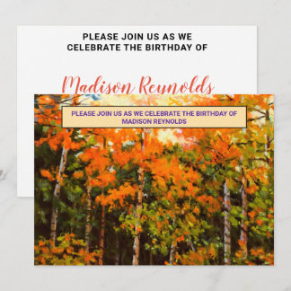 Aspen Glow Geburtstag Orange, Gelb, Grün & Blau Einladung