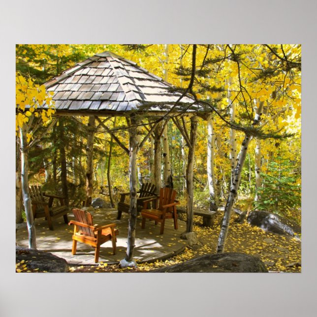 "Aspen Hideaway" Gazebo, Herbst Poster (Vorne)