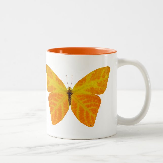 Aspen Leaf Butterfly 3 Zweifarbige Tasse (Rechts)