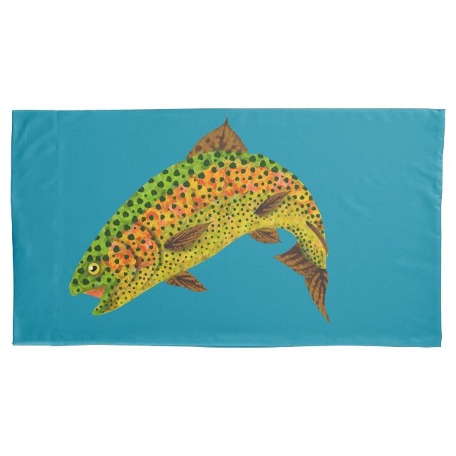 Aspen Leaf Regenbogenforelle 1 Kissenbezug (Vorderseite-Links)