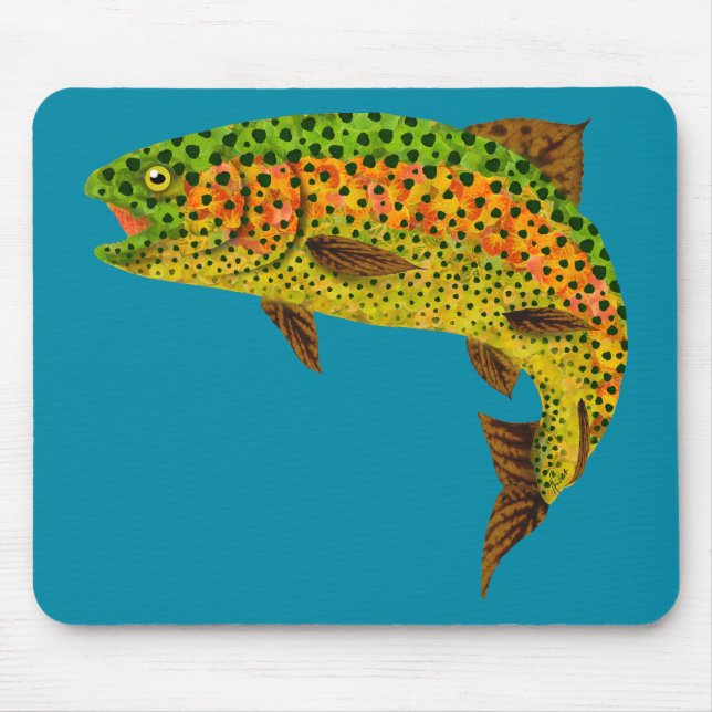 Aspen Leaf Regenbogenforelle 1 Mousepad (Vorne)