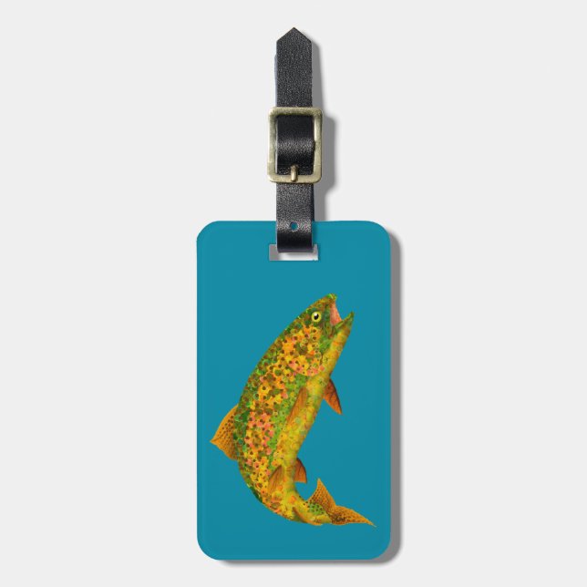 Aspen Leaf Regenbogenforelle 2 Gepäckanhänger (Vorderseite vertikal)