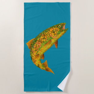 Aspen Leaf Regenbogenforelle 2 Strandtuch