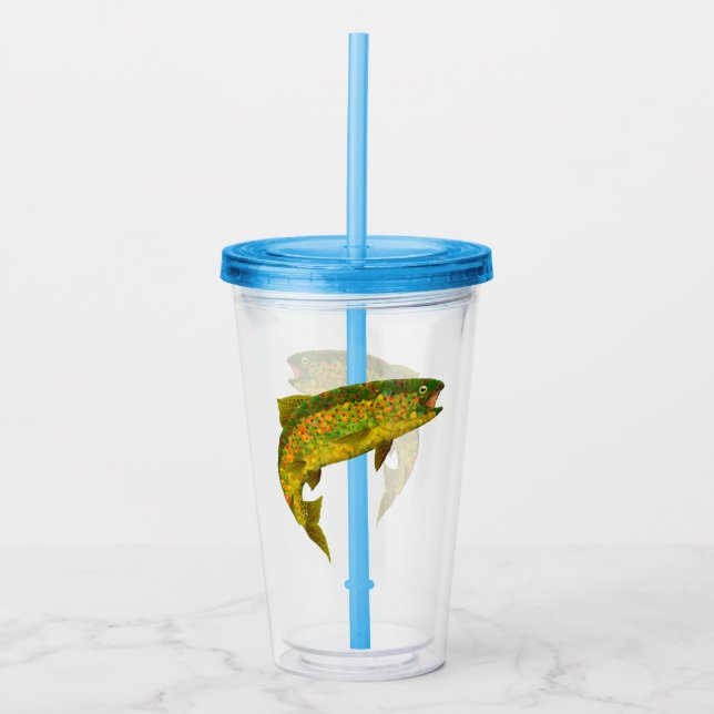 Aspen Leaf Regenbogenforelle 3 Acryltrinkbecher (Vorderseite)