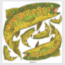 Aspen Leaf Regenbogenforelle 3 Aufkleber