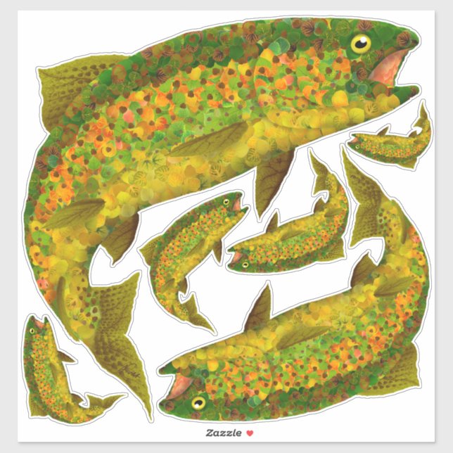 Aspen Leaf Regenbogenforelle 3 Aufkleber (Blatt)