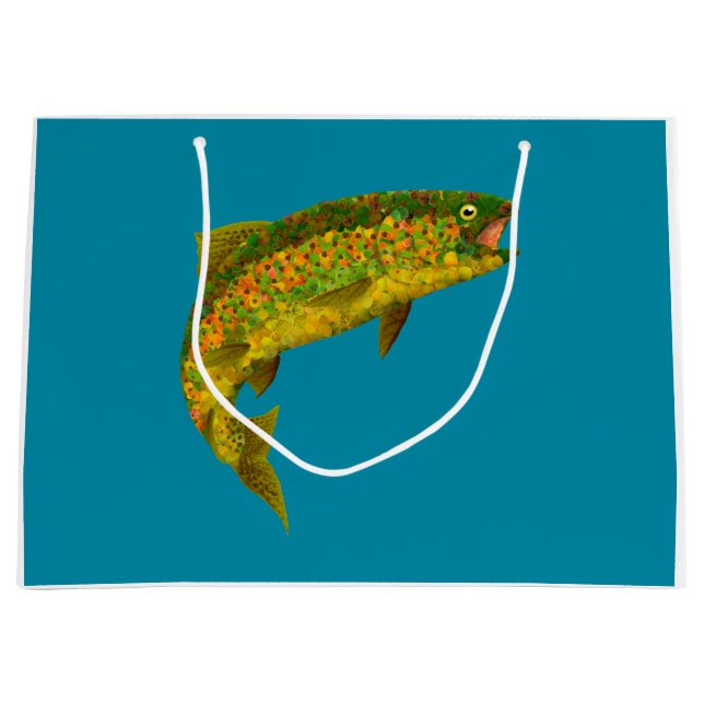 Aspen Leaf Regenbogenforelle 3 Große Geschenktüte (Vorderseite)