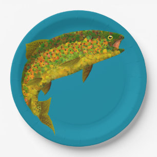 Aspen Leaf Regenbogenforelle 3 Pappteller