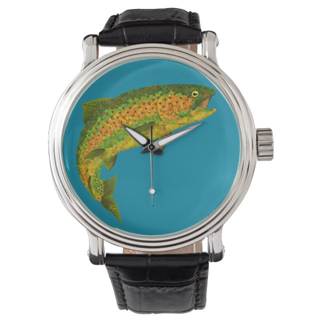 Aspen Leaf Regenbogenforelle 4 Armbanduhr (Vorderseite)